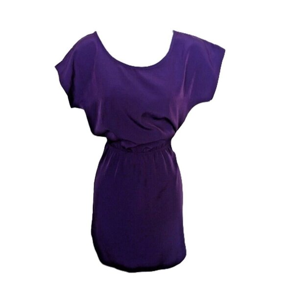 Aqua Dresses & Skirts - Aqua Size XS Purple Short Sleeve Elastic Waist Polyester Midi Dress